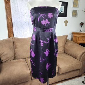 Banana Republic Black & Purple Cold Shoulder Sheath Dress Size 8